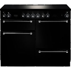Rangemaster 110cm Electric with Ceramic Hob 62340 Range Cooker in Black with Chrome trim and Solid doors